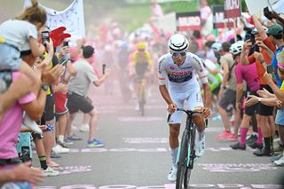 Tangle with feed bag brings Eulálio crashing down but Giro d'Italia white jersey bounces back to light up stage 18 finale