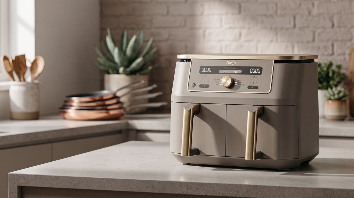 The Ninja Foodi Air Fryer sitting on a kitchen countertop