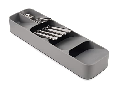 Joseph Joseph Drawer Store - Compact Cutlery Drawer Organizer, 5 Compartments, Holds 24+ Pieces - Grey