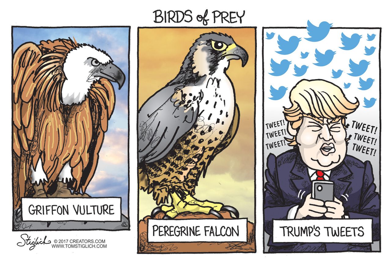 Political cartoon U.S. Trump tweets