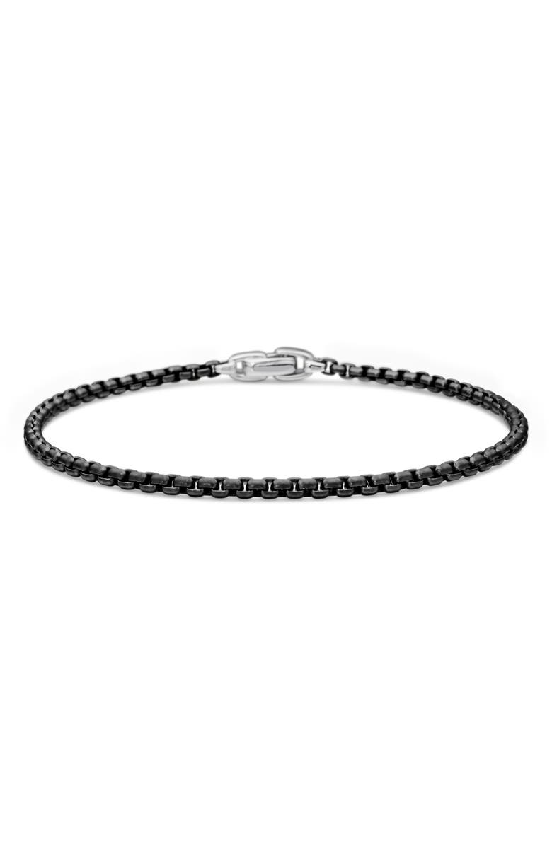 Men's Box Chain Bracelet With Stainless Steel and Sterling Silver, 2.7mm