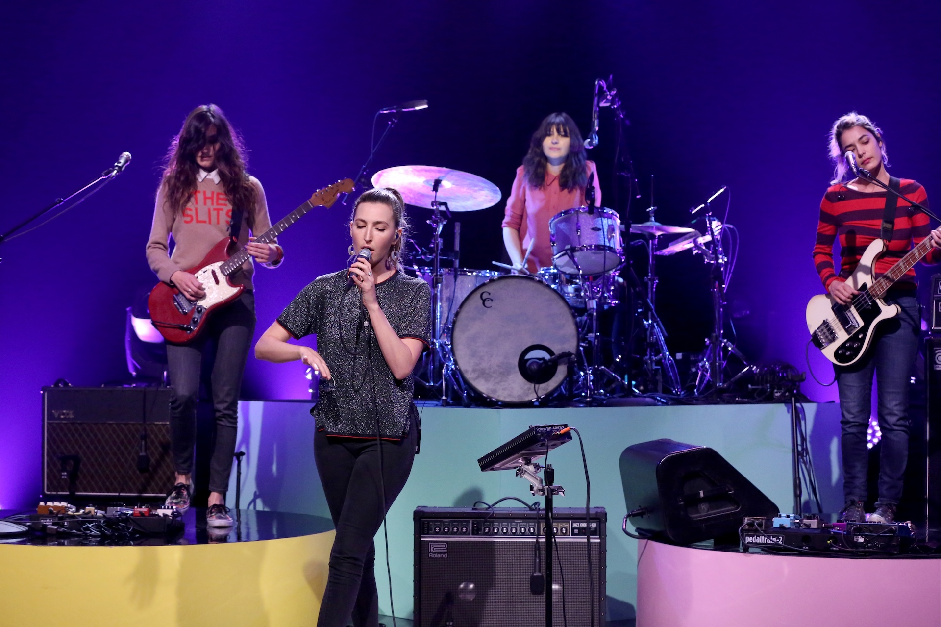 Theresa Wayman, Emily Kokal, Stella Mozgawa, and Jenny Lee Lindberg of musical guest Warpaint
