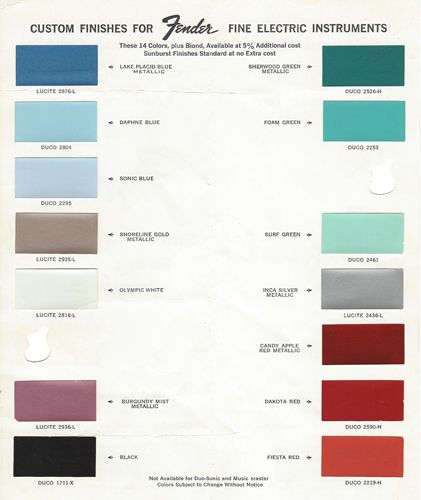 Fender color catalog