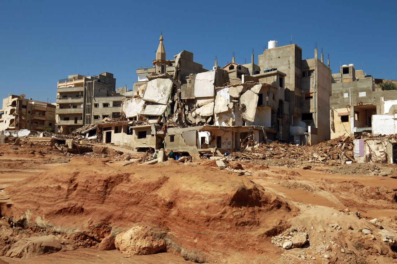 A view of damaged homes after the Mediterranean storm &quot;Daniel&quot; hit Libya&#039;s eastern city of Derna