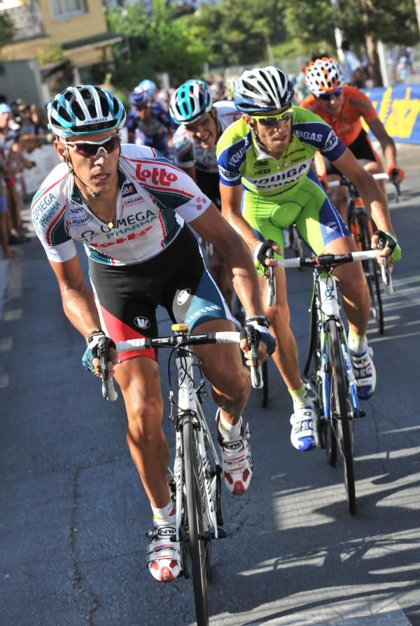 Philippe Gilbert (Omega Pharma-Lotto) on the final climb to the line.
