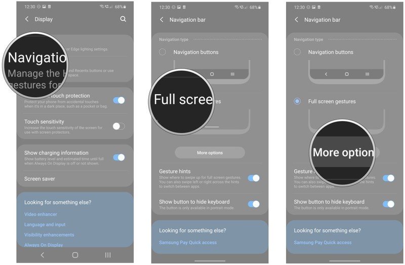 How to activate navigation gestures on the Galaxy S20