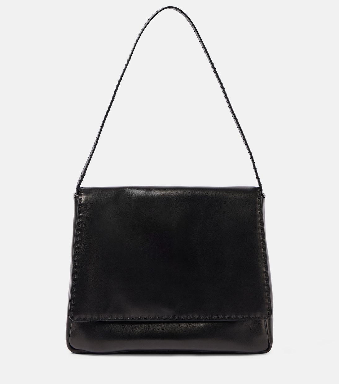 Nuance Leather Shoulder Bag in Black - the Row