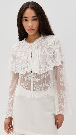 Sea Marja Embroidery Capelet Blouse