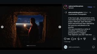 Instagram post by Valery Melnikov on being removed from LOBA 2026