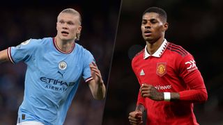 Erling Haaland of Manchester City and Marcus Rashford of Manchester United