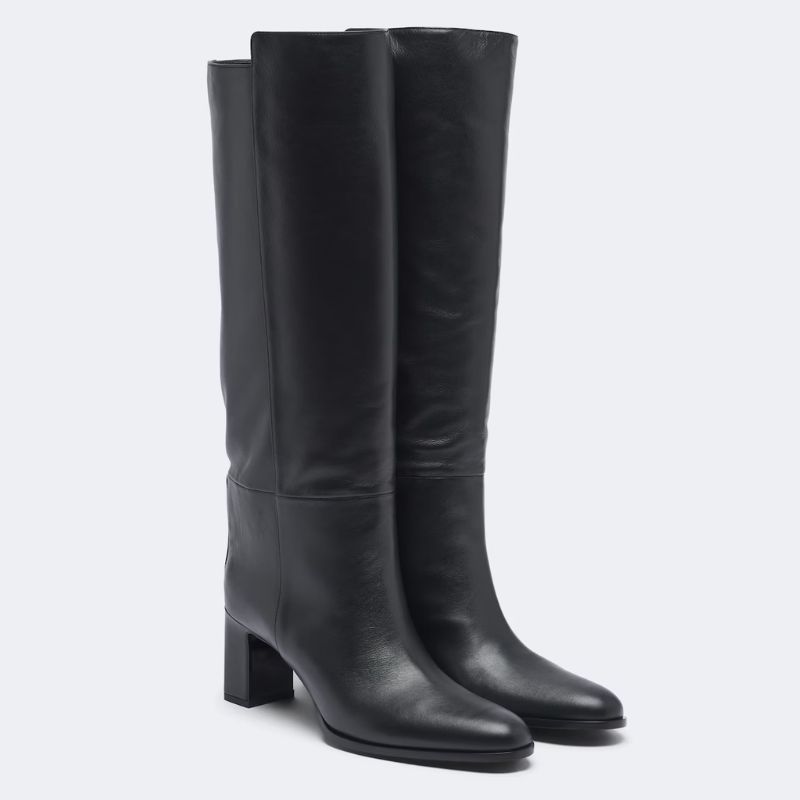 Jimmy Choo black leather knee high boots