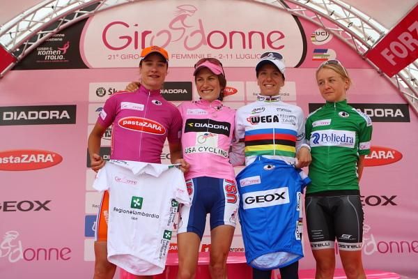 The competition leaders - Vos (Netherlands), Abbott (United States), Guderzo (Team Valdarno) and Pooley (Cervelo Test Team)
