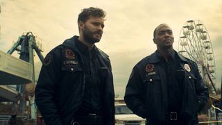 Jamie Dornan and Anthony Mackie in "Synchronic"