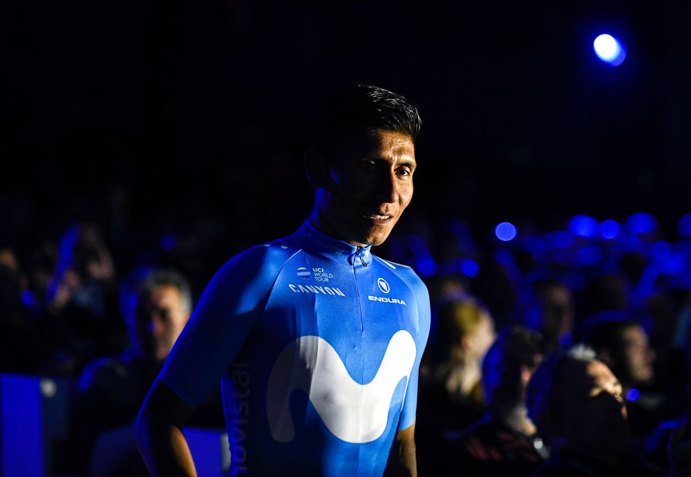 Nairo Quintana arrives at the presentation of Spain's Movistar Team