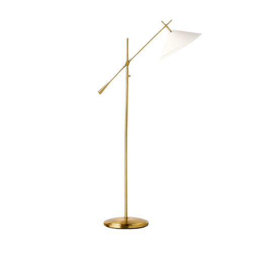 Gold floor lamp with white shade