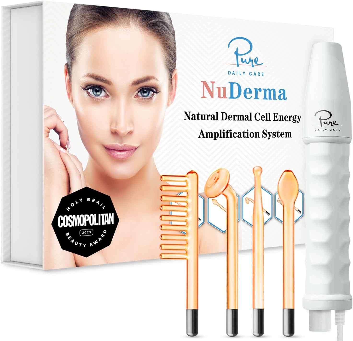 Pure Daily Care Nuderma Handheld Skin Therapy Wand Machine W/neon &amp;ndash; Anti-Aging - Skin Tightening - Wrinkle Reducing - Dark Circles &amp;ndash; Clarifying - Hair &amp;amp; Scalp Stimulator