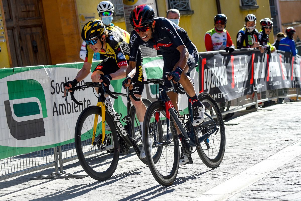 Settimana Internazionale Coppi e Bartali 2021 36th Edition 2nd stage Riccione Sogliano al Rubicone 163 km 24032021 Ivan Ramiro Sosa COL Ineos Grenadiers Jonas Vingegaard DEN Jumbo Visma photo Dario BelingheriBettiniPhoto2021