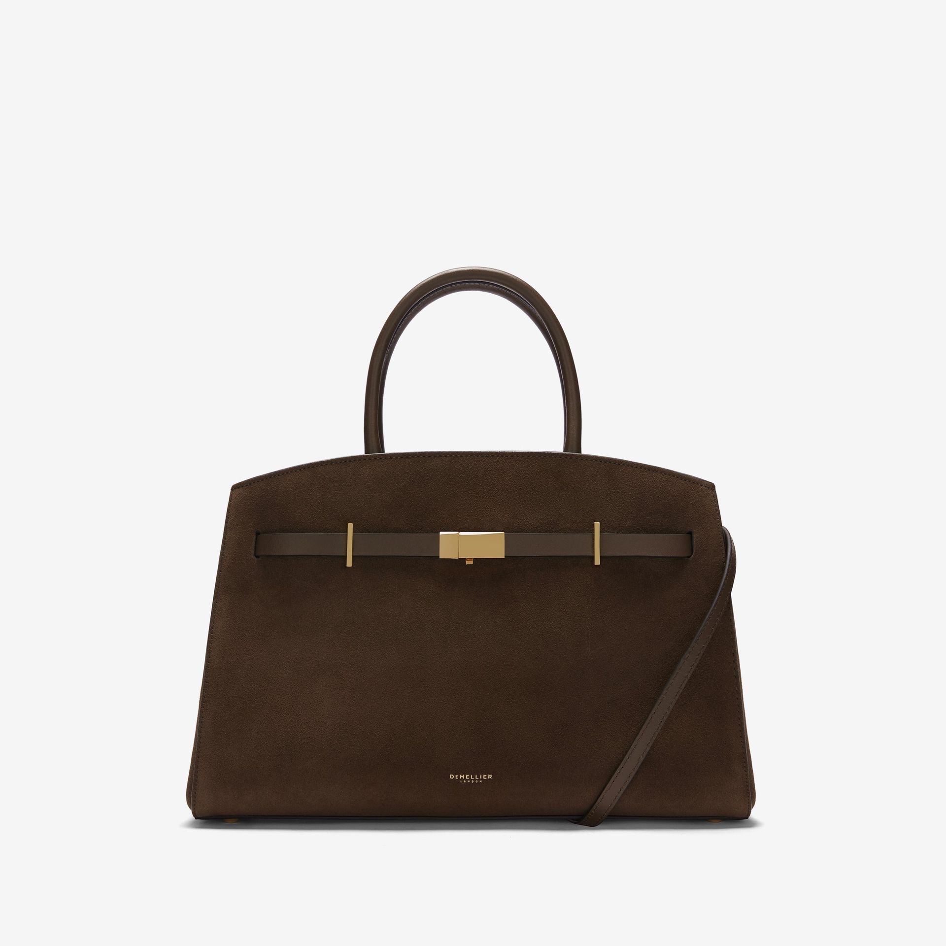The Midi Hudson | Mocha Suede &amp; Mocha Smooth | Demellier