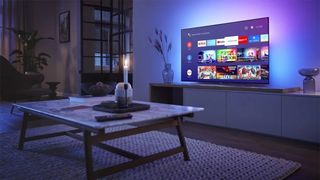 A press shot of the LG C1 TV in a house.