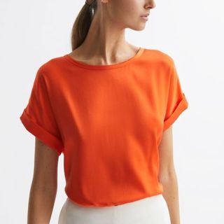 orange silk t-shirt
