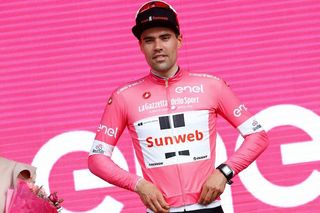 Tom Dumoulin (Sunweb) takes the 2018 Giro's first leader's pink jersey after winning the opening time trial in Jerusalem