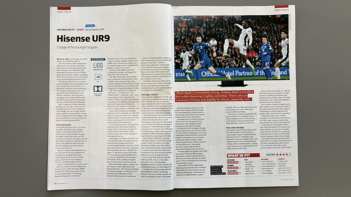 Hisense UR9 TV review in What Hi-Fi? July 2026 issue