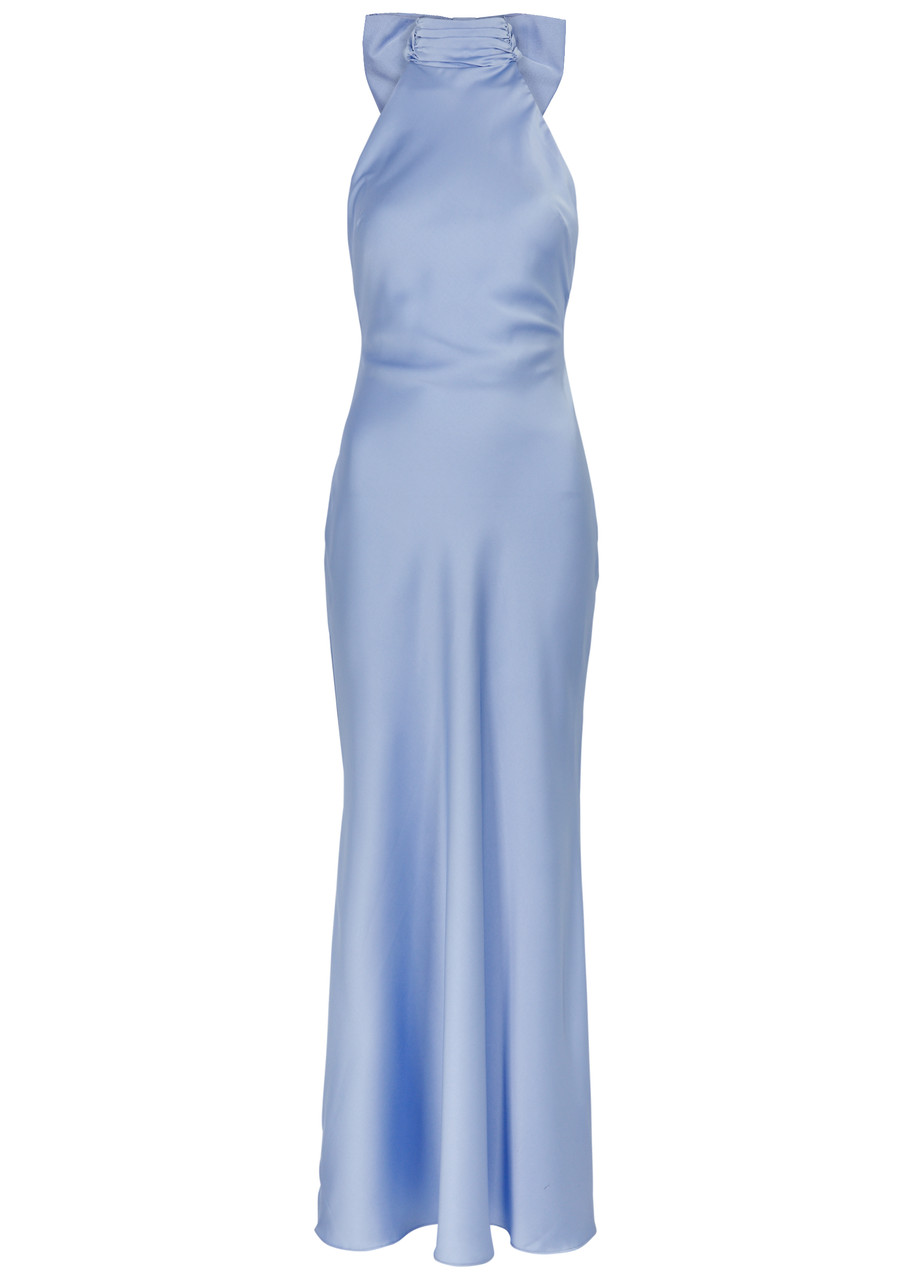 Evianna Bow-Embellished Satin Maxi Dress