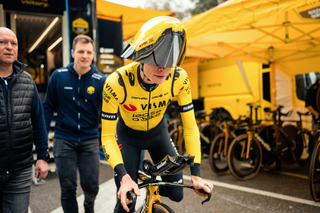 Visma Lease a Bike riders in wild new Giro TT helmet
