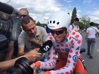 Greg Van Avermaet (CCC Team) speaks to the media after the stage 2 team time trial