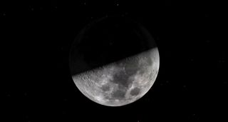 An illustration of the first quarter moon as it will appear on Tuesday (Nov. 1)