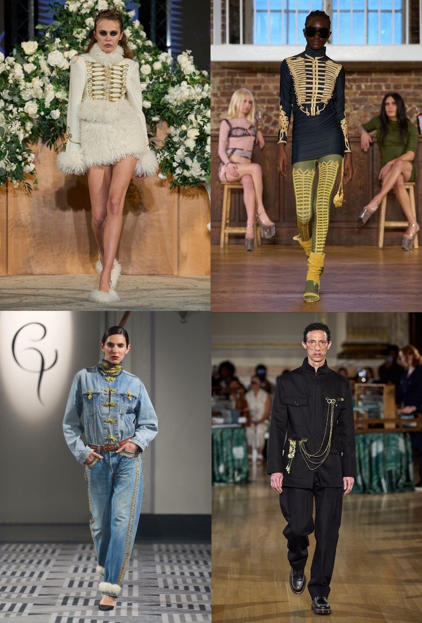 Collage of runway images from London Fashion Week AW/26