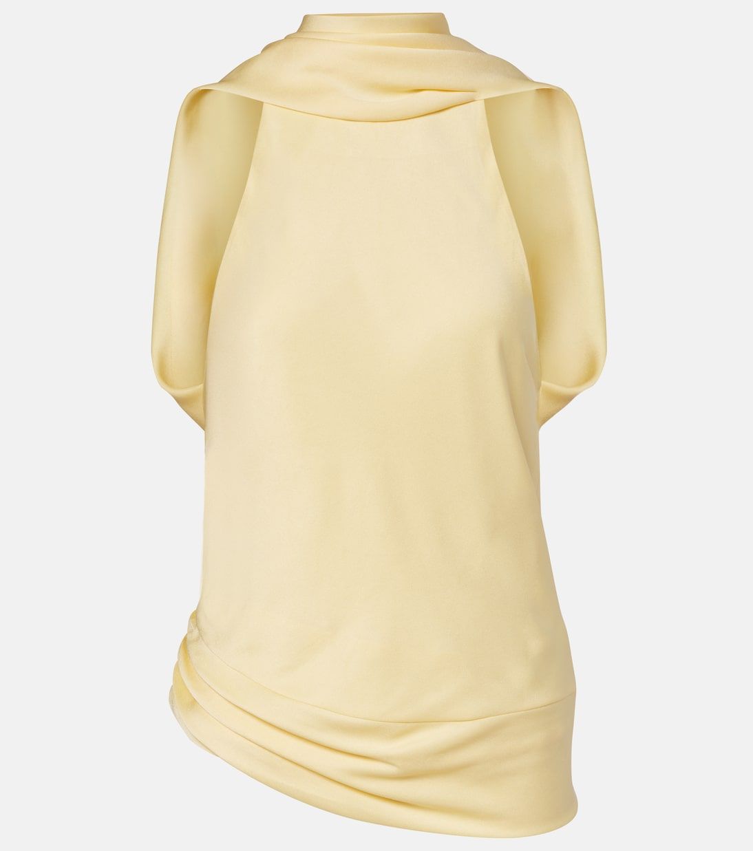 Samira Caped Satin Top in Yellow - Simkhai