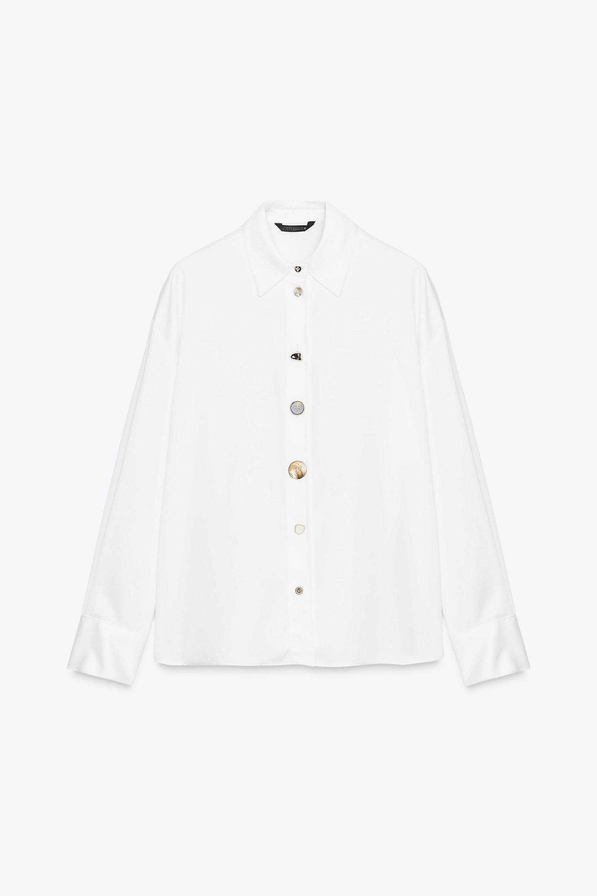 Satin Effect Shirt With Matching Buttons