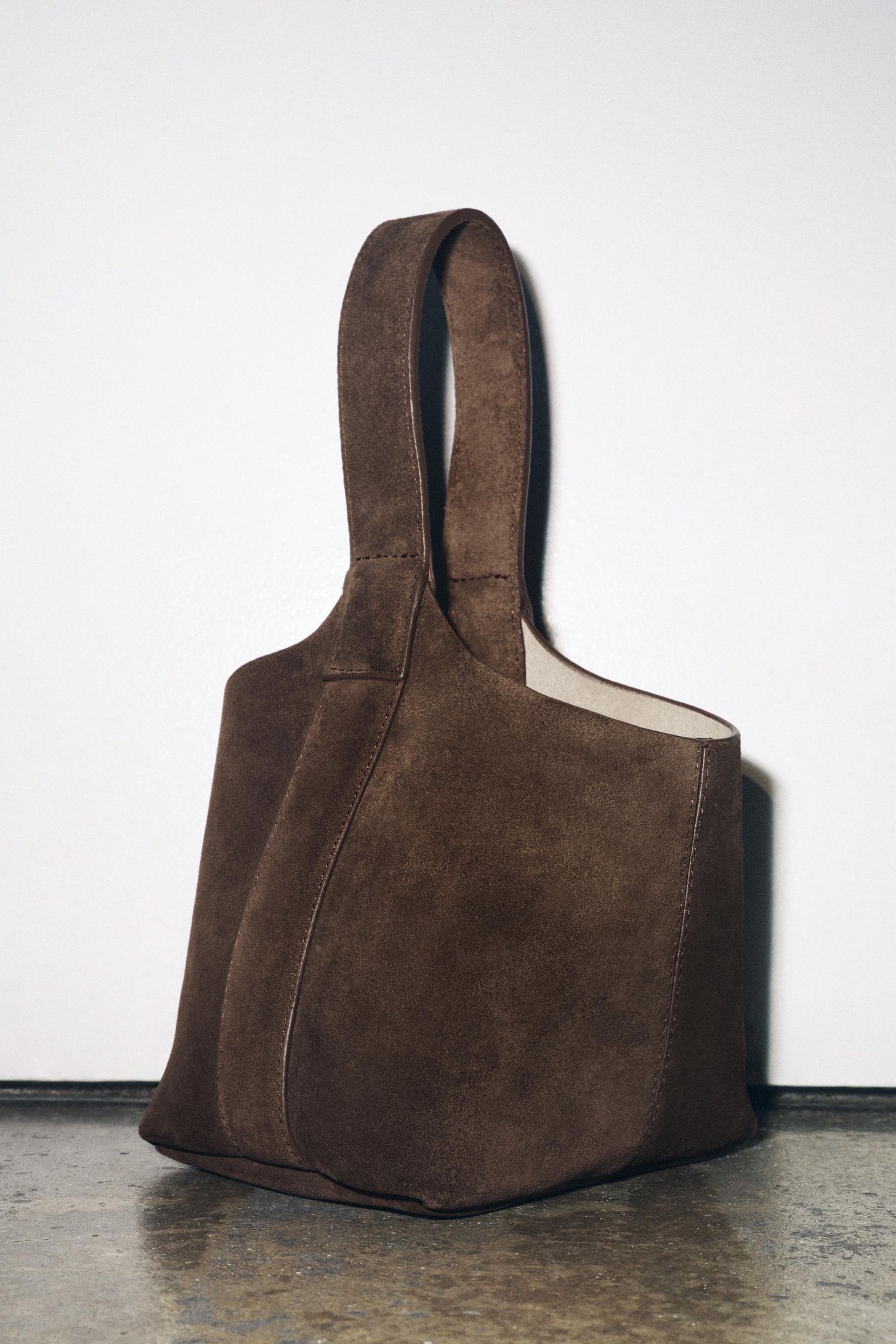 Split Leather Mini Bucket Bag
