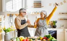 Happy couple in the kitchen