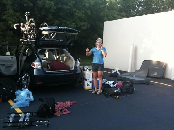 Packing the car, with Cari and Missy stuff