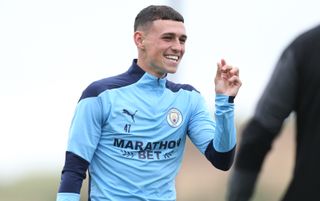 Manchester City midfielder Phil Foden in training