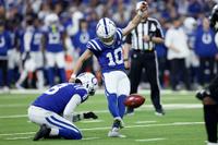 INDIANAPOLIS, IN - DECEMBER 28: Indianapolis Colts kicker Blake Grupe connection on the field goal attempt in the first quarter of play during an NFL game between the Jacksonville Jaguars and the Indianapolis Colts on December 28, 2025 at Lucas Oil Stadium, in Indianapolis, IN. (Photo by Jeffrey Brown/Icon Sportswire)