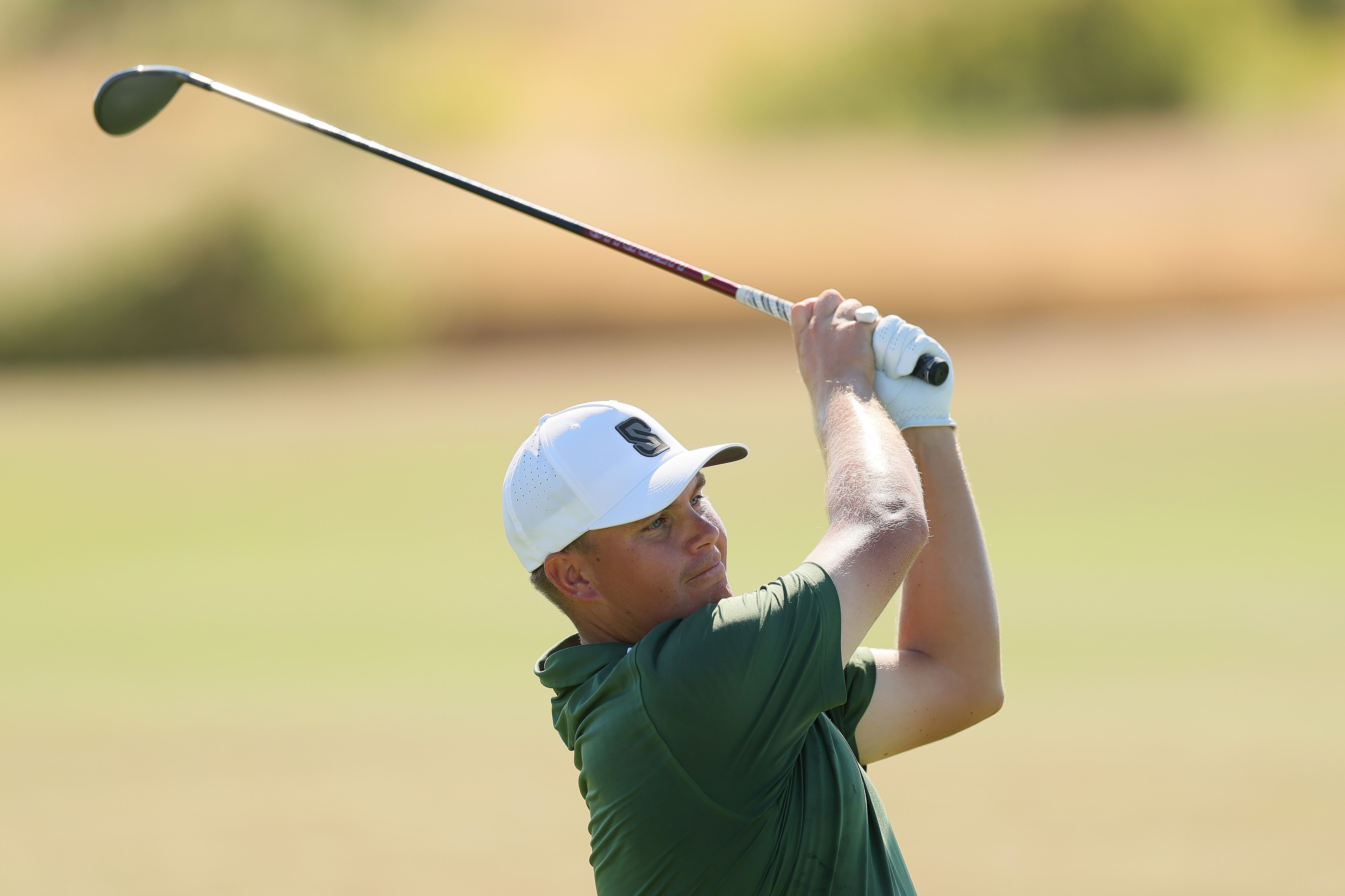 Sami Valimaki hits a fairway wood