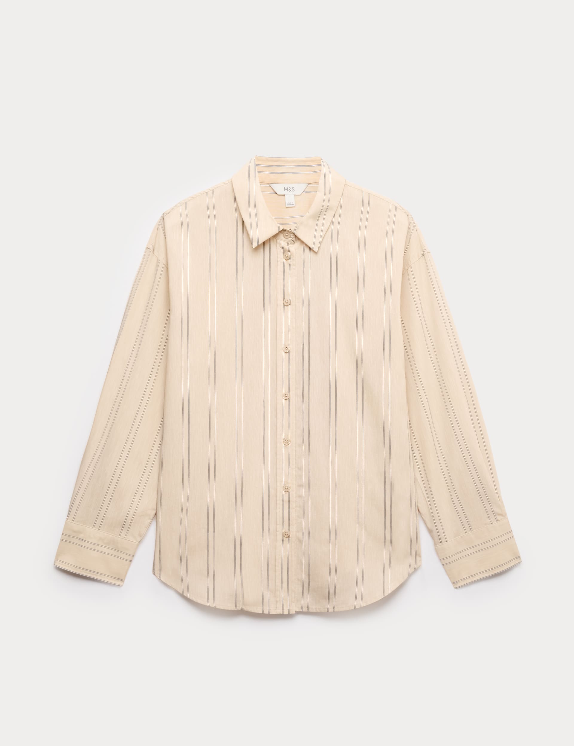 Striped Collared Shirt With Linen
