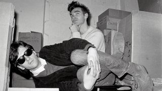 Johnny Marr and Morrissey of The Smiths in the store room of Rough Trade records in London in 1983
