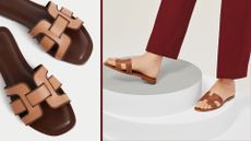 M&S Flat Mules beside the Hermes Oran Sandal