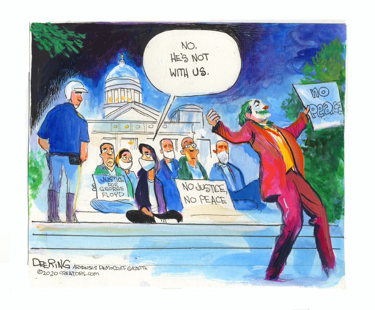 Editorial Cartoon U.S. George Floyd protests Joker