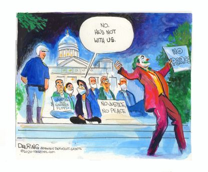 Editorial Cartoon U.S. George Floyd protests Joker