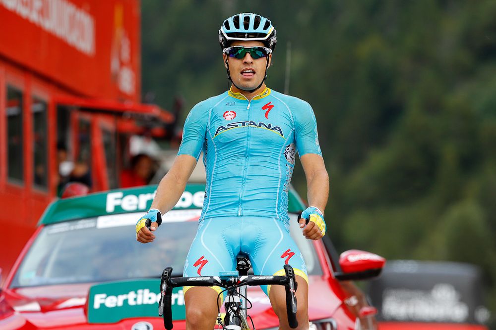 Mikel Landa (Astana) wins stage 11 at the 2015 Vuelta a Espana.
