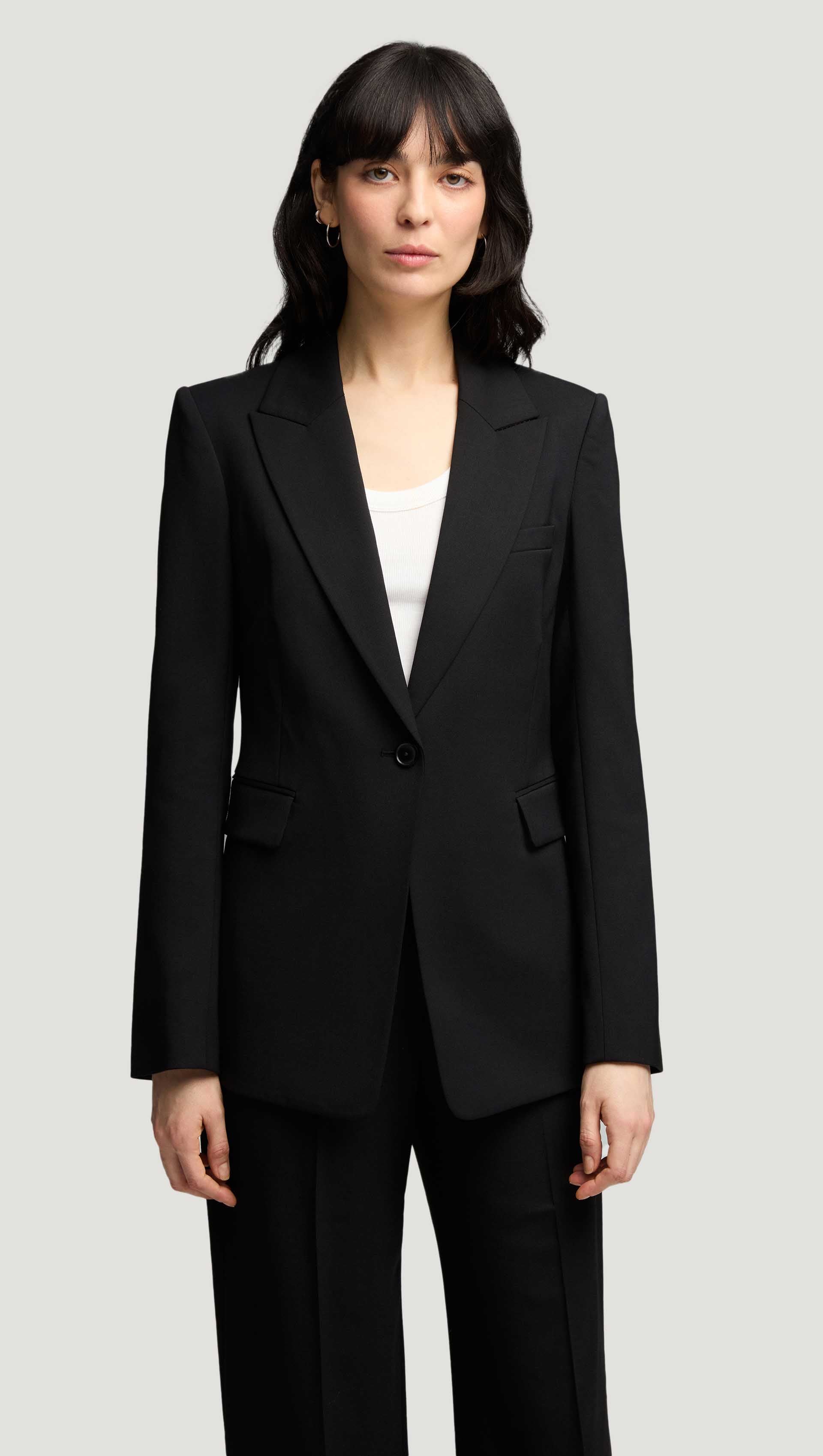 Single Button Blazer in Seasonless Wool | Black