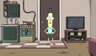 Mr. Poopybutthole in his apartment on Rick and Morty
