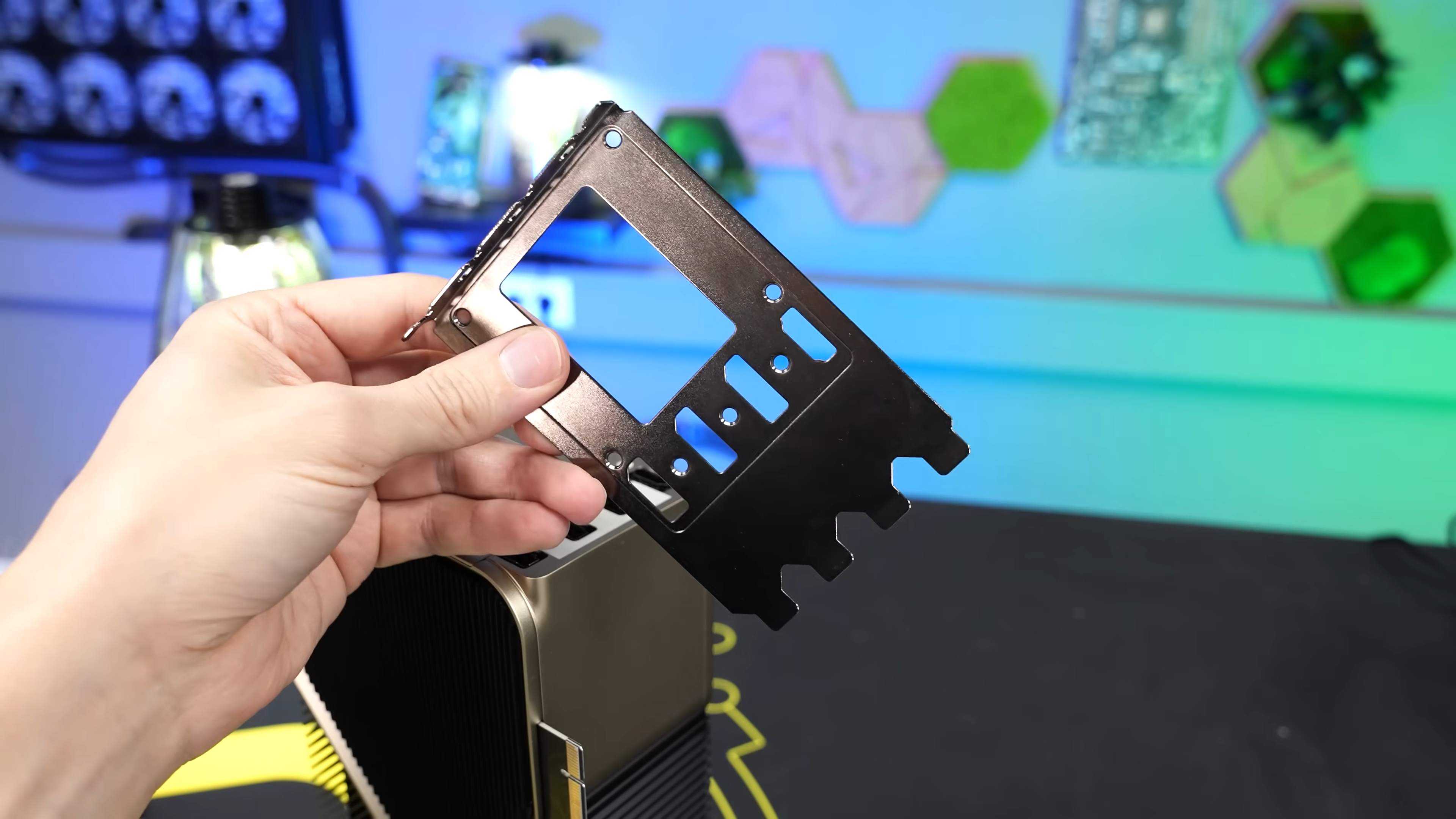 The I/O shield on the RTX Titan Ada prototype