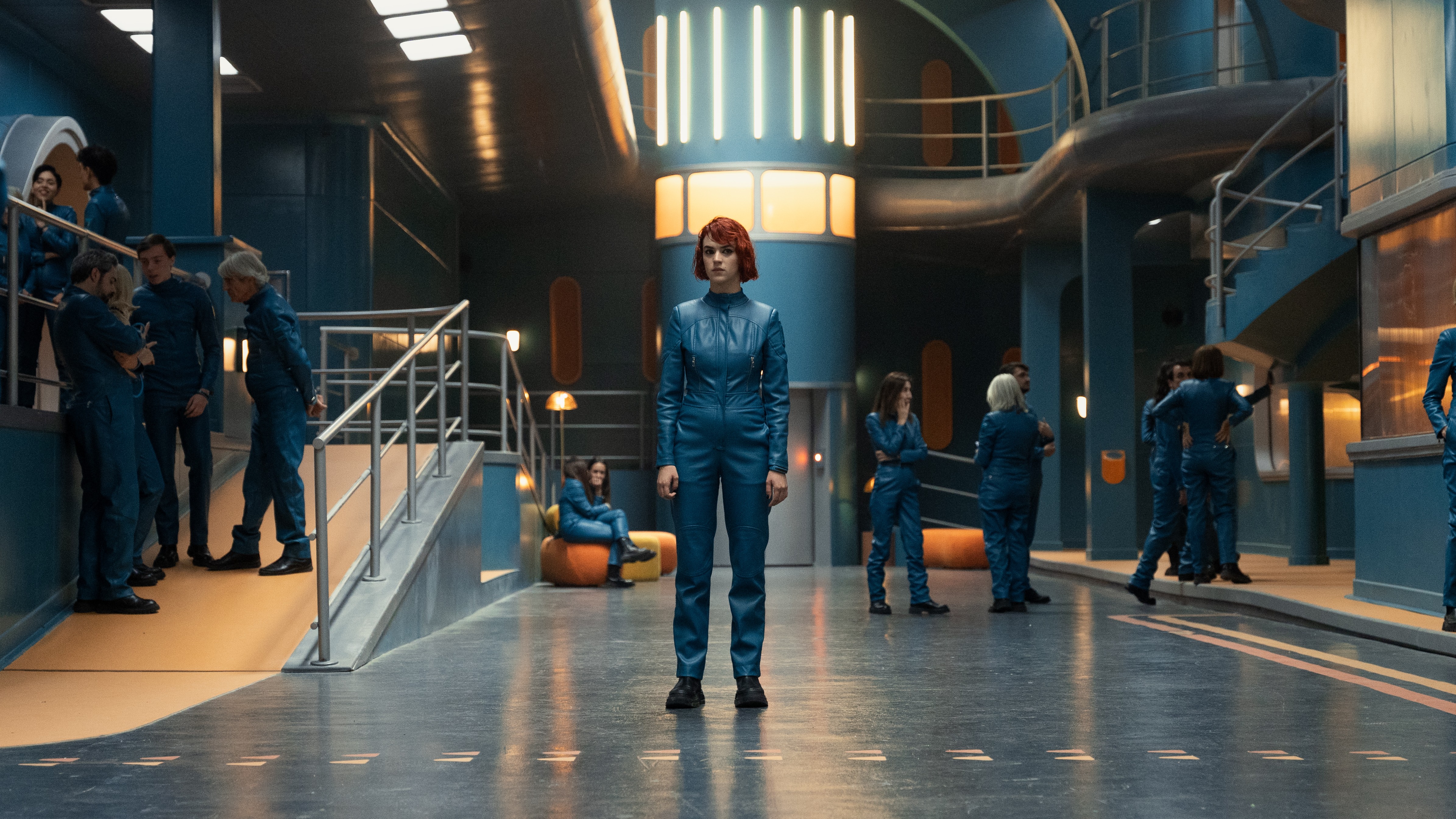 Asia (Alicia Falc&amp;oacute;) standing in the center of Kimera Underground Park in Netflix&#039;s &amp;quot;Billionaires&#039; Bunker&amp;quot;