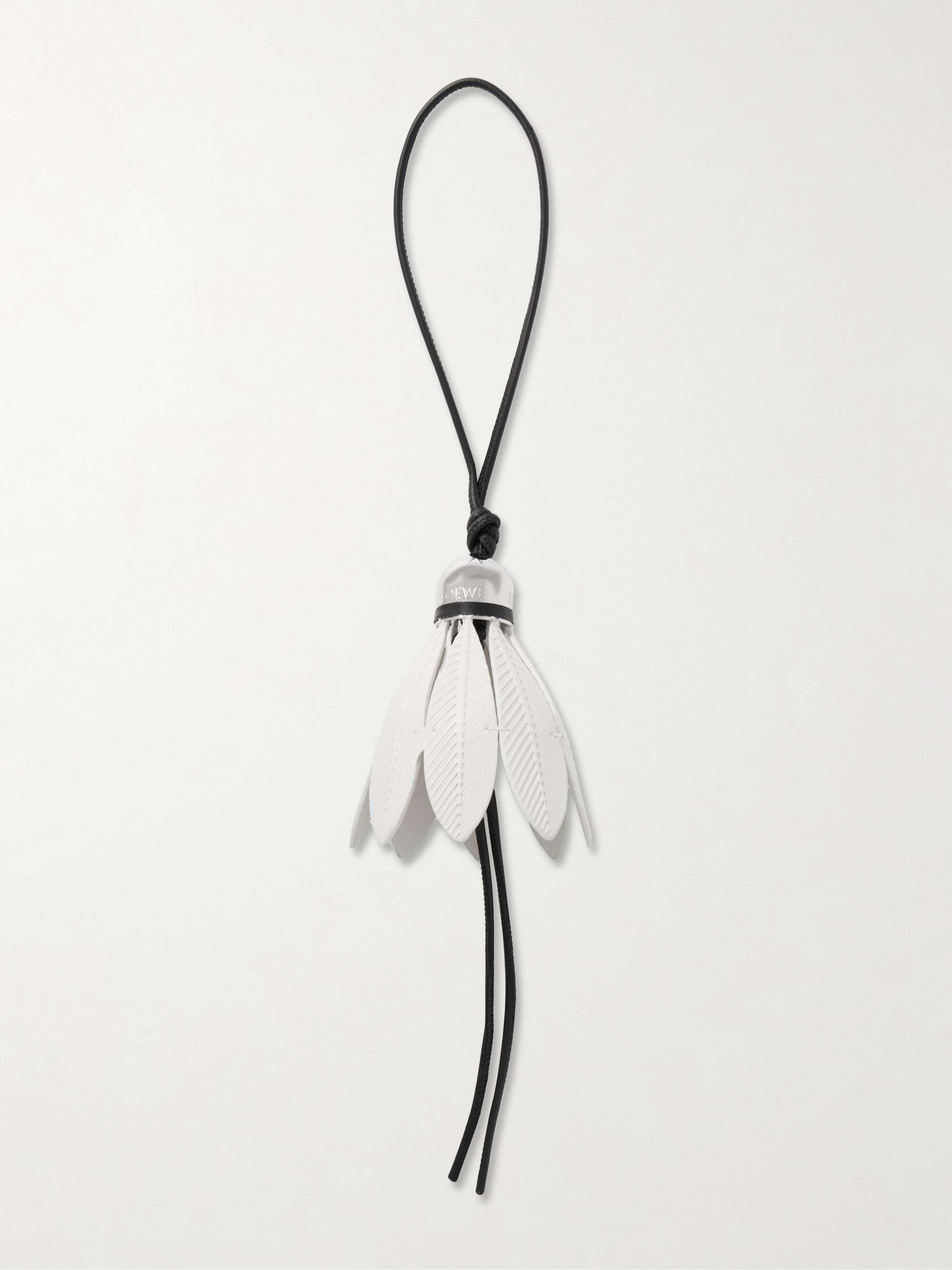 Badminton Fringed Leather and Gold-Tone Keychain